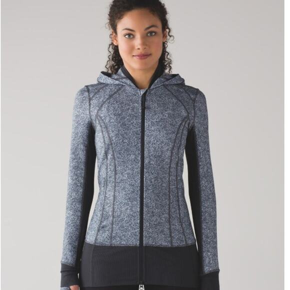 Lululemon Daily Practice Jacket Size 6 Rio Mist White Black Deep Coal Yoga Hike - Picture 1 of 8